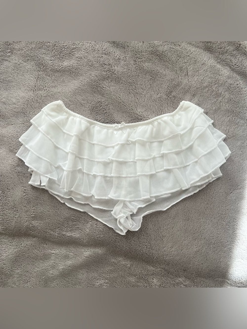 White Bloomer Ruffle Shorts